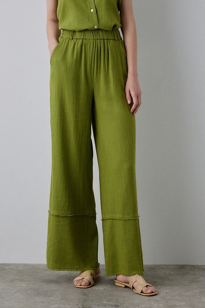 BSB - pantalone palazzo lino - PESTO