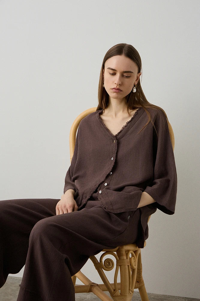 BSB - tunica lino - CHOCOLATE