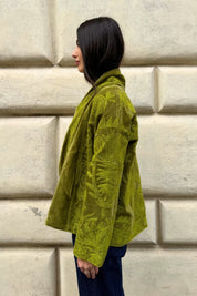 ARTEFILIA-MILANO - giacca uma velluto ricamato - ATACAMA LIME