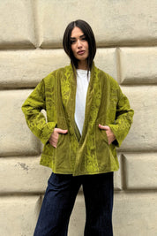ARTEFILIA-MILANO - giacca uma velluto ricamato - ATACAMA LIME