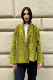 ARTEFILIA-MILANO - giacca uma velluto ricamato - ATACAMA LIME