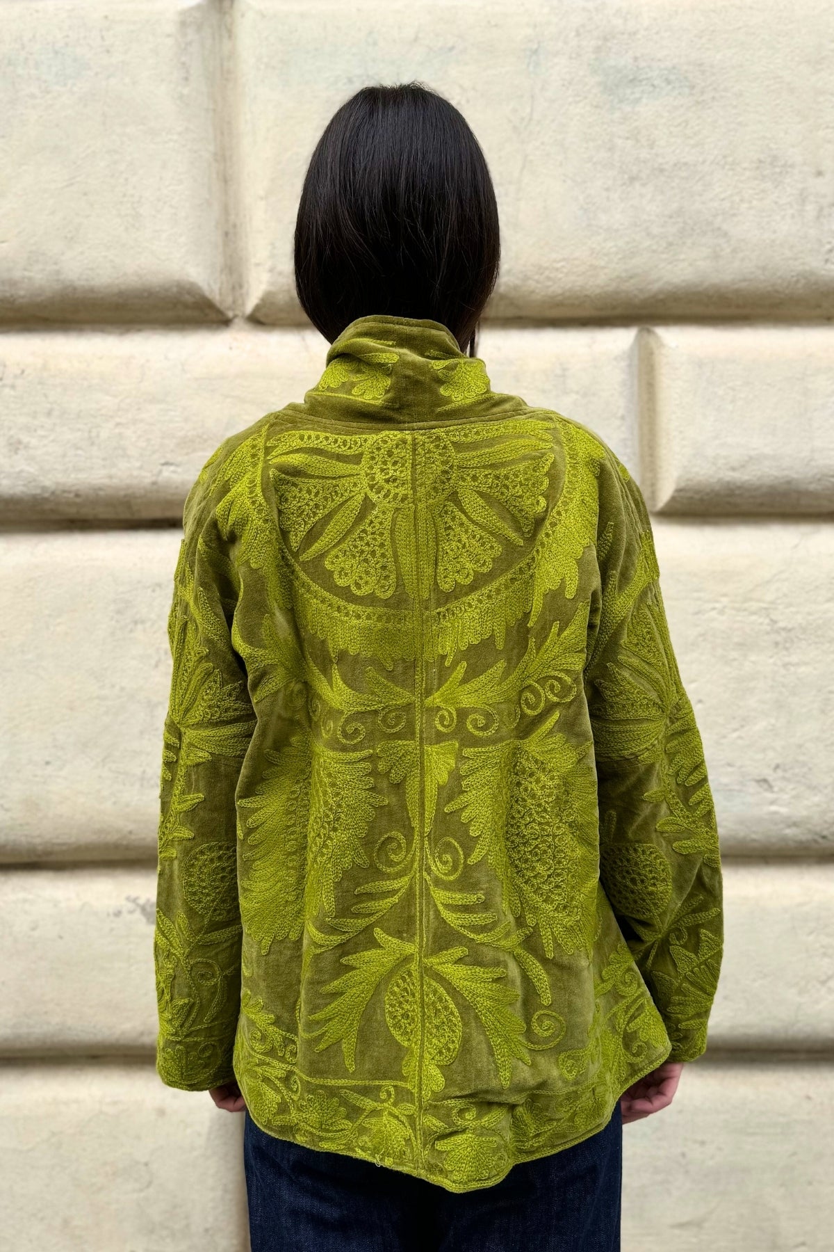 ARTEFILIA-MILANO - giacca uma velluto ricamato - ATACAMA LIME