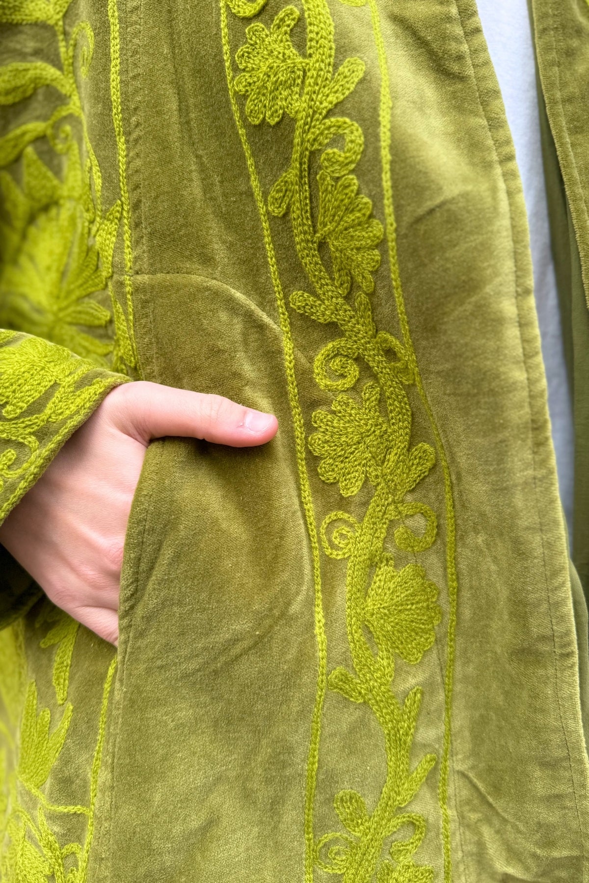 ARTEFILIA-MILANO - giacca uma velluto ricamato - ATACAMA LIME