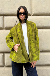 ARTEFILIA-MILANO - giacca uma velluto ricamato - ATACAMA LIME