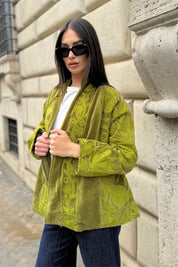 ARTEFILIA-MILANO - giacca uma velluto ricamato - ATACAMA LIME