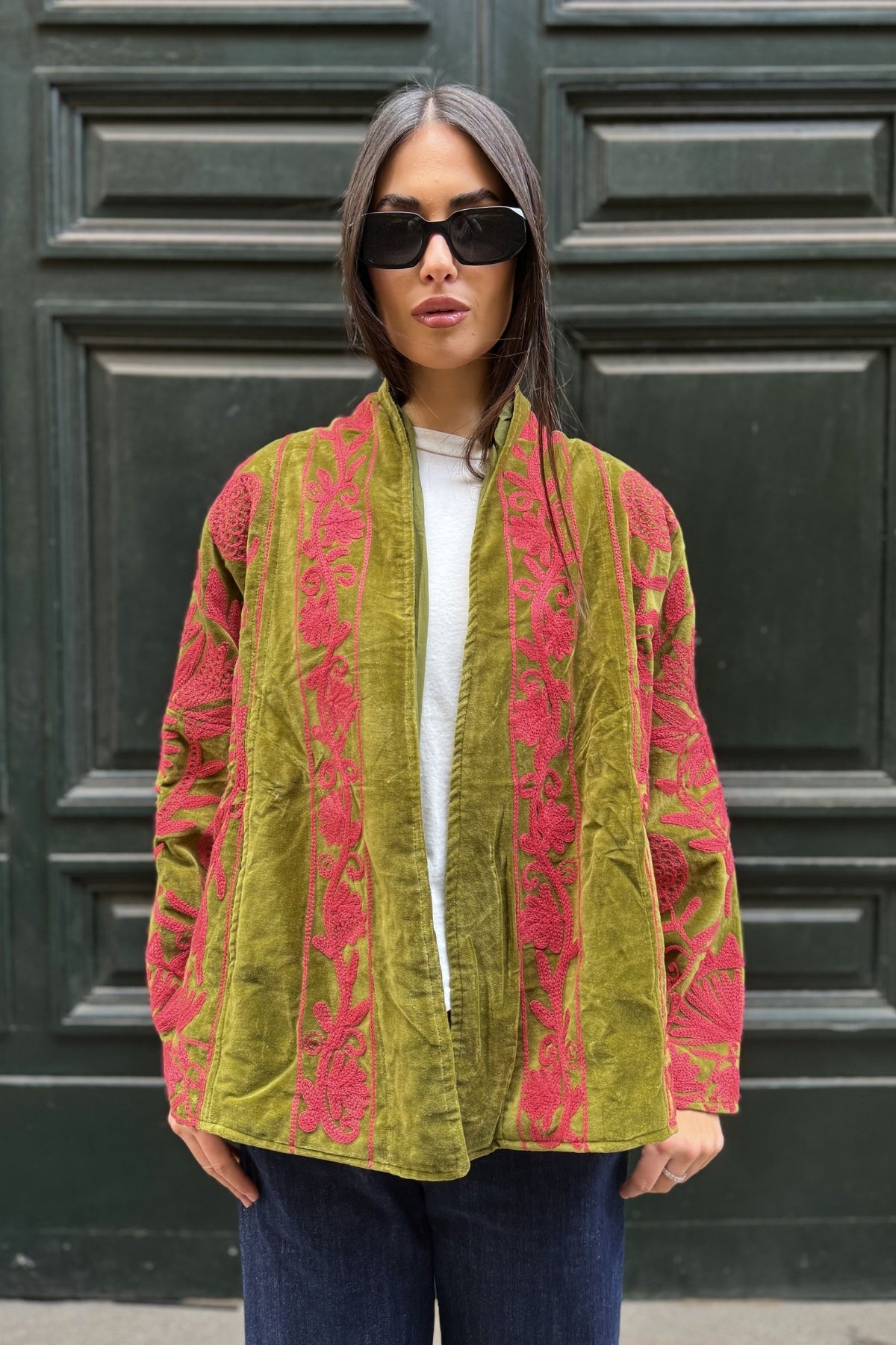 ARTEFILIA-MILANO - giacca uma velluto ricamato - ATACAMA CORAL