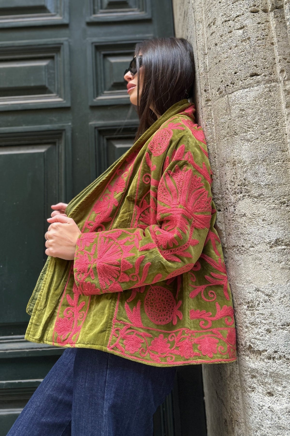 ARTEFILIA-MILANO - giacca uma velluto ricamato - ATACAMA CORAL