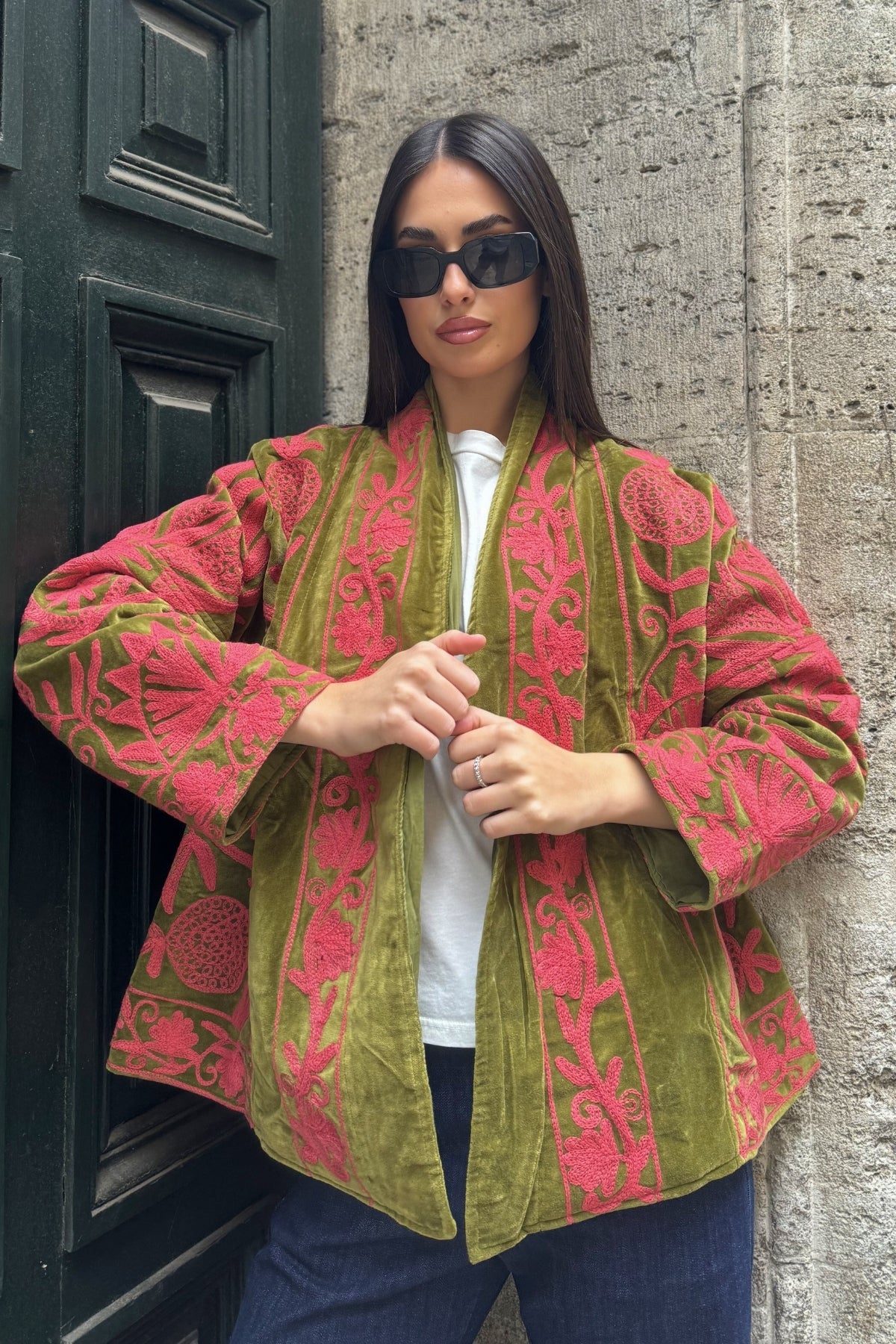 ARTEFILIA-MILANO - giacca uma velluto ricamato - ATACAMA CORAL