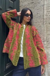 ARTEFILIA-MILANO - giacca uma velluto ricamato - ATACAMA CORAL