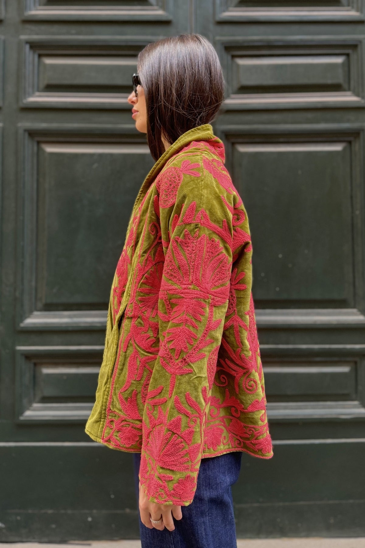 ARTEFILIA-MILANO - giacca uma velluto ricamato - ATACAMA CORAL