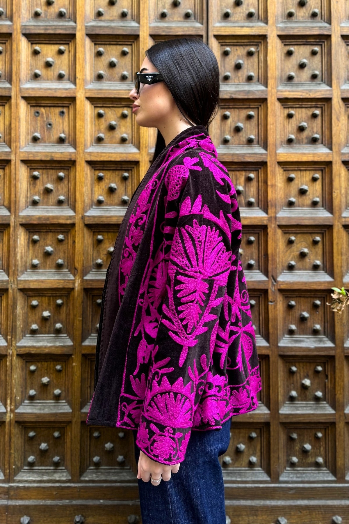 ARTEFILIA-MILANO - giacca uma velluto ricamato - SAHARA FUCSIA