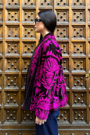 ARTEFILIA-MILANO - giacca uma velluto ricamato - SAHARA FUCSIA