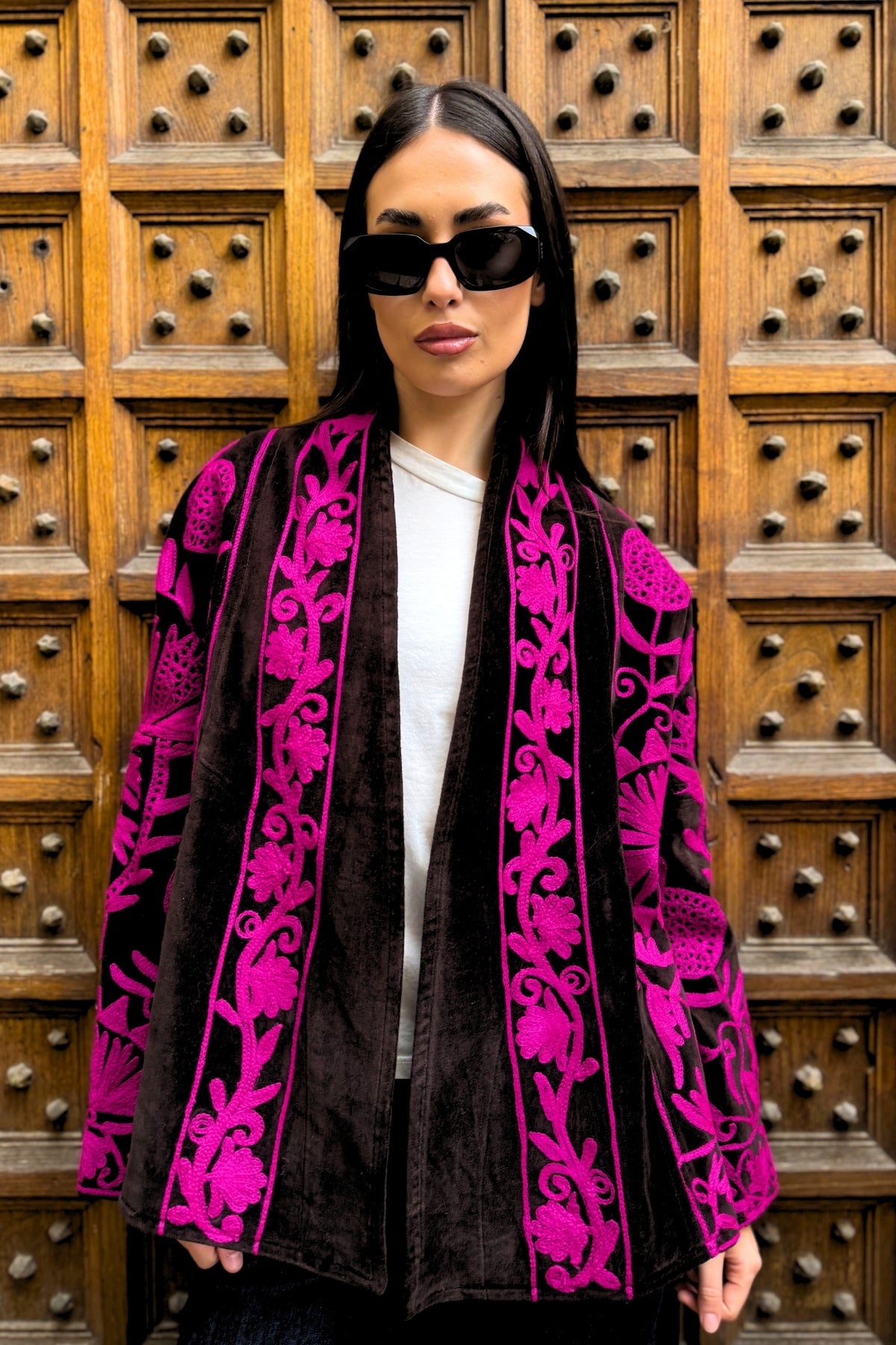 ARTEFILIA-MILANO - giacca uma velluto ricamato - SAHARA FUCSIA