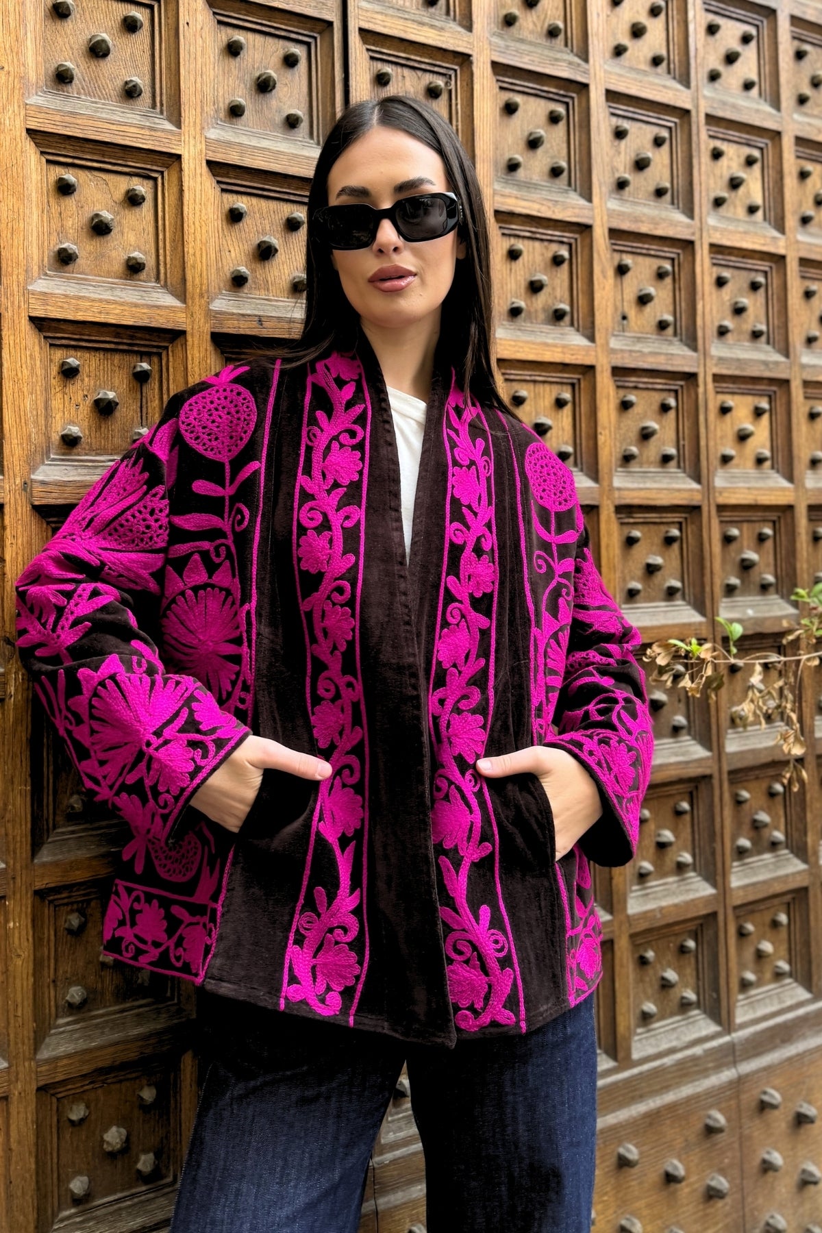 ARTEFILIA-MILANO - giacca uma velluto ricamato - SAHARA FUCSIA