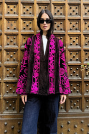 ARTEFILIA-MILANO - giacca uma velluto ricamato - SAHARA FUCSIA