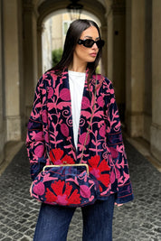 ARTEFILIA-MILANO - borsa ricamata stella - ADIRA BLUE