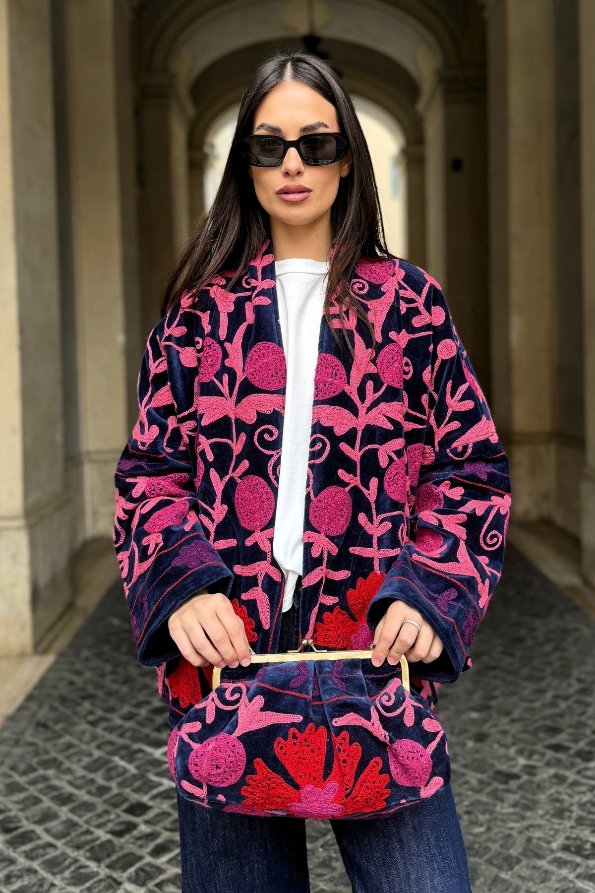 ARTEFILIA-MILANO - borsa ricamata stella - ADIRA BLUE