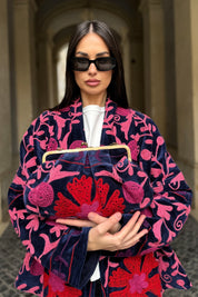 ARTEFILIA-MILANO - borsa ricamata stella - ADIRA BLUE