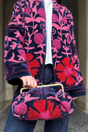 ARTEFILIA-MILANO - borsa ricamata stella - ADIRA BLUE