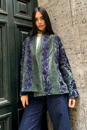 ARTEFILIA-MILANO - giacca uma velluto ricamato - LANZAROTE BLUE