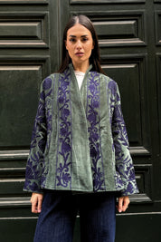 ARTEFILIA-MILANO - giacca uma velluto ricamato - LANZAROTE BLUE