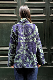 ARTEFILIA-MILANO - giacca uma velluto ricamato - LANZAROTE BLUE