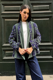 ARTEFILIA-MILANO - giacca uma velluto ricamato - LANZAROTE BLUE