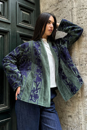 ARTEFILIA-MILANO - giacca uma velluto ricamato - LANZAROTE BLUE