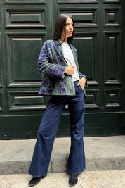 ARTEFILIA-MILANO - giacca uma velluto ricamato - LANZAROTE BLUE