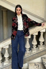 WU-SIDE - giacca devore velluto - BLACK RED