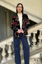 WU-SIDE - giacca devore velluto - BLACK RED