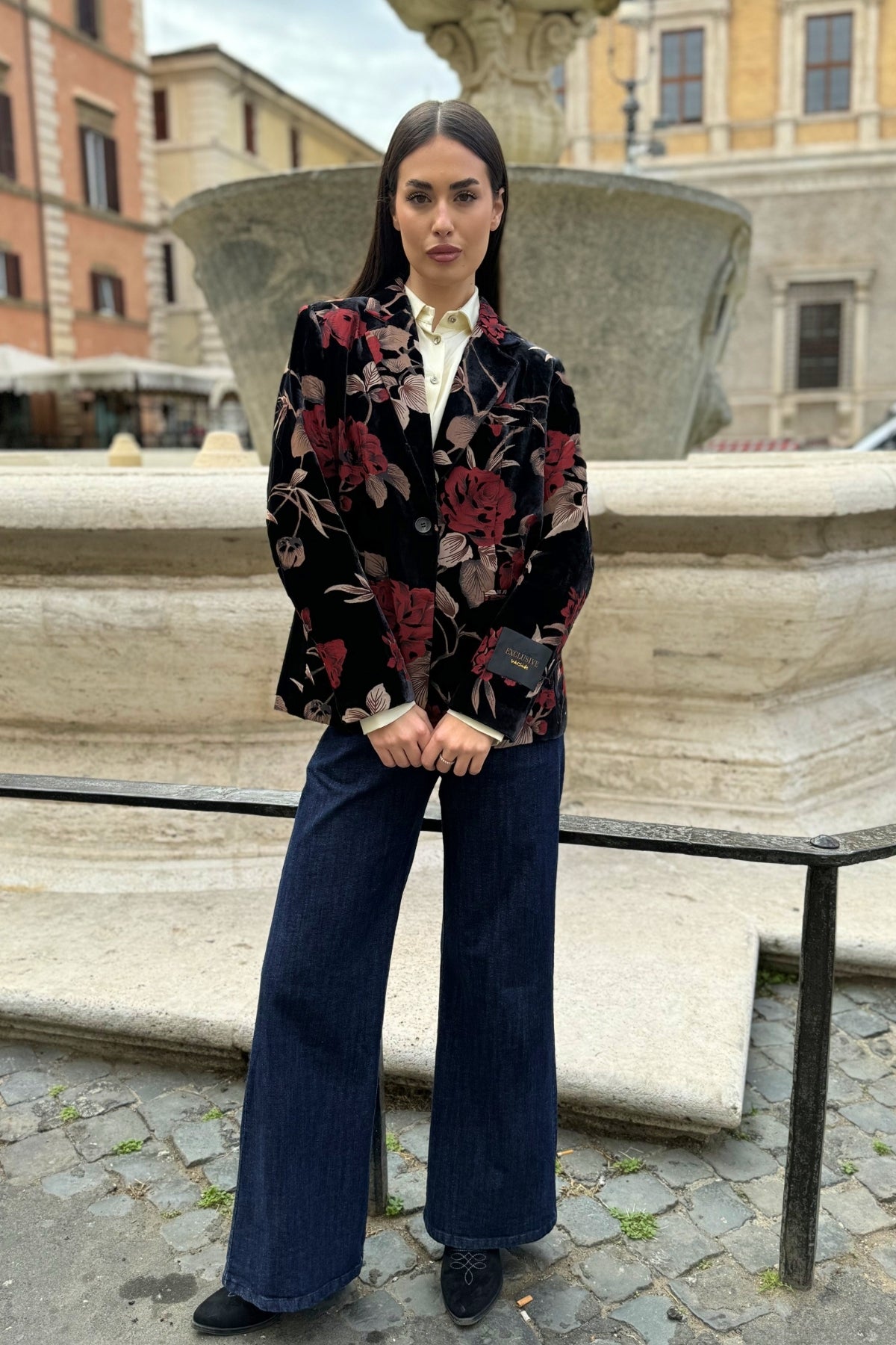 WU-SIDE - giacca devore velluto - BLACK RED