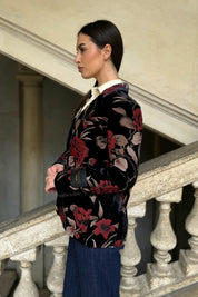 WU-SIDE - giacca devore velluto - BLACK RED