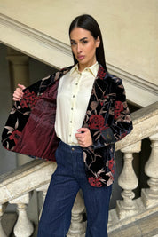 WU-SIDE - giacca devore velluto - BLACK RED