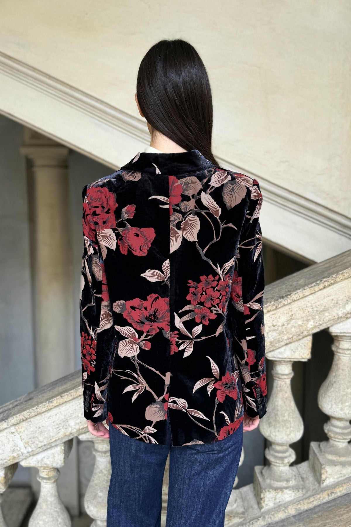 WU-SIDE - giacca devore velluto - BLACK RED