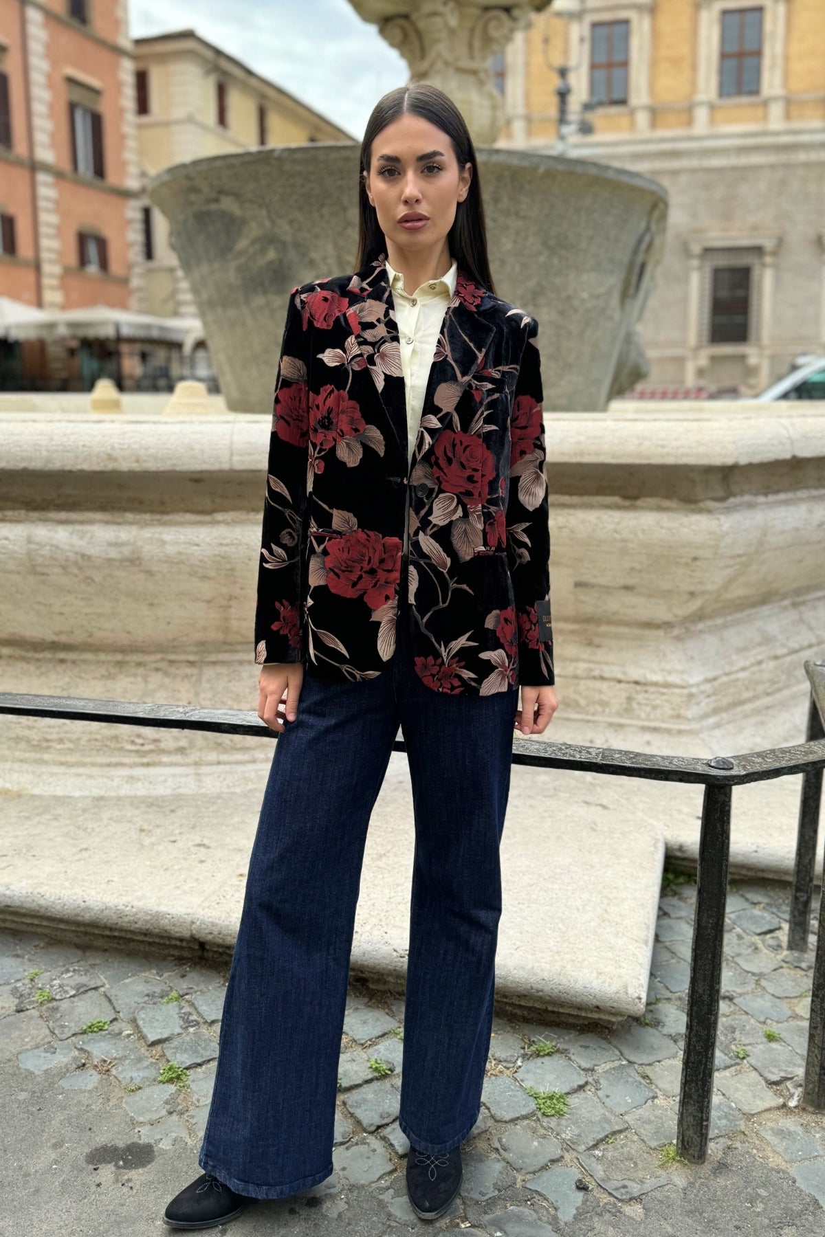 WU-SIDE - giacca devore velluto - BLACK RED