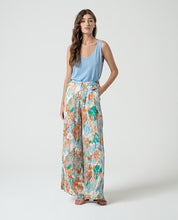 SURKANA - pantaloni palazzo satinati stampati - AZZURRO