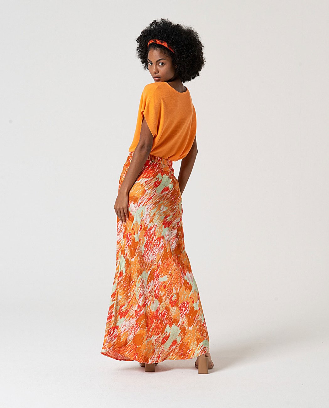 SURKANA - gonna lunga svasata stampata - MULTI COLORS