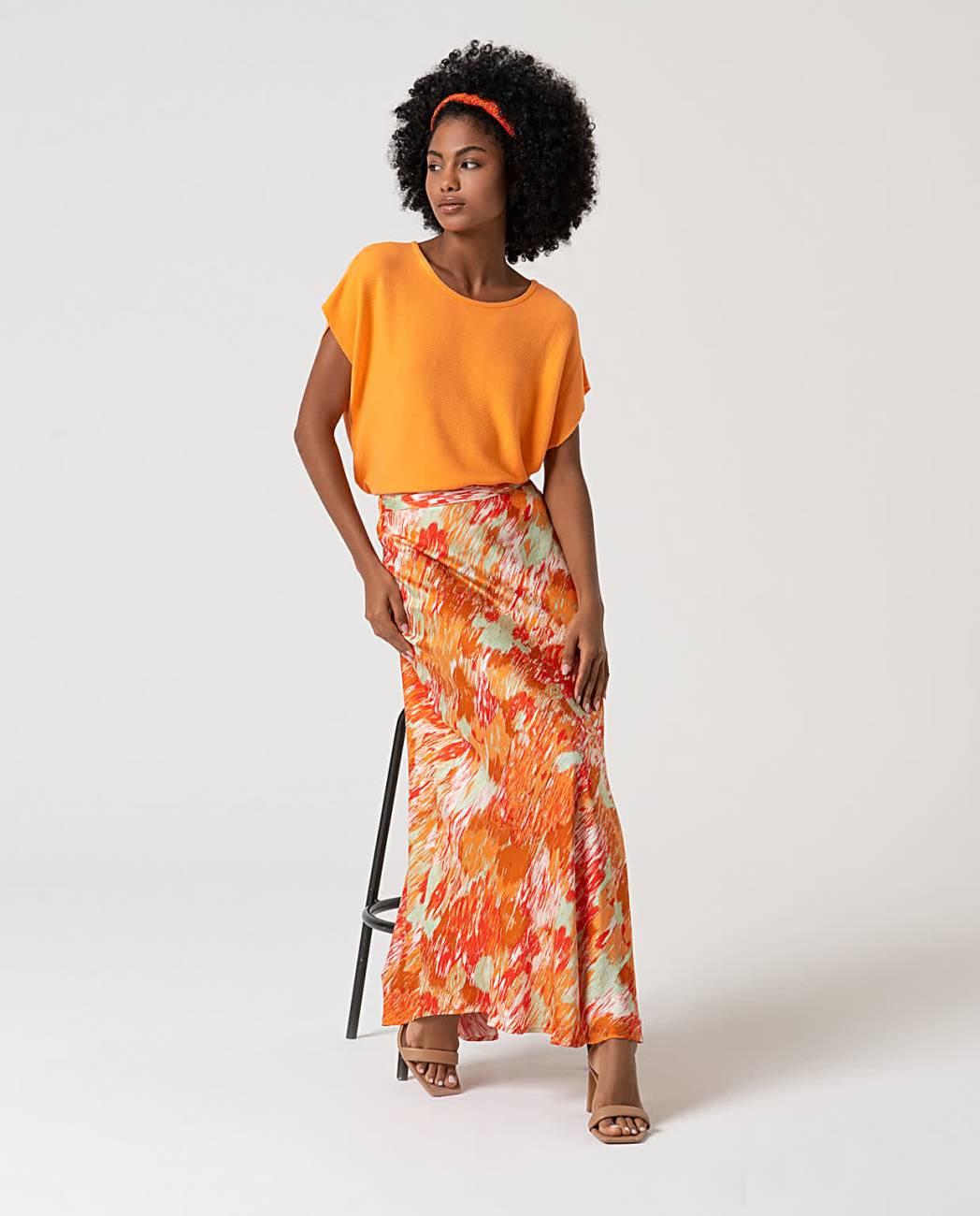 SURKANA - gonna lunga svasata stampata - MULTI COLORS