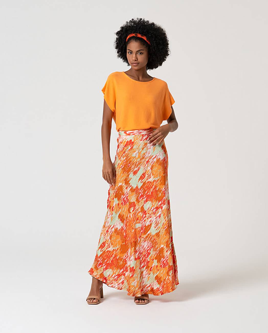 SURKANA - gonna lunga svasata stampata - MULTI COLORS