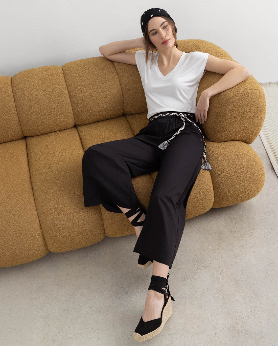 SURKANA - pantalone cinta fantasia - NERO