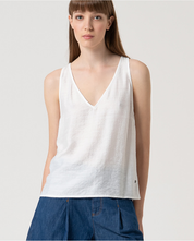 SURKANA - top scollo a v - BIANCO