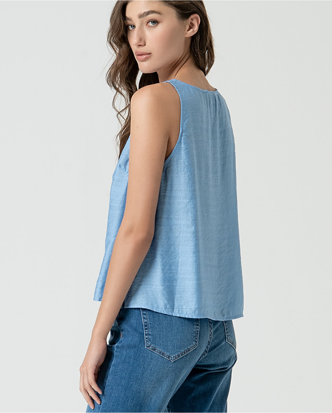 SURKANA - top scollo a v - Azzurro