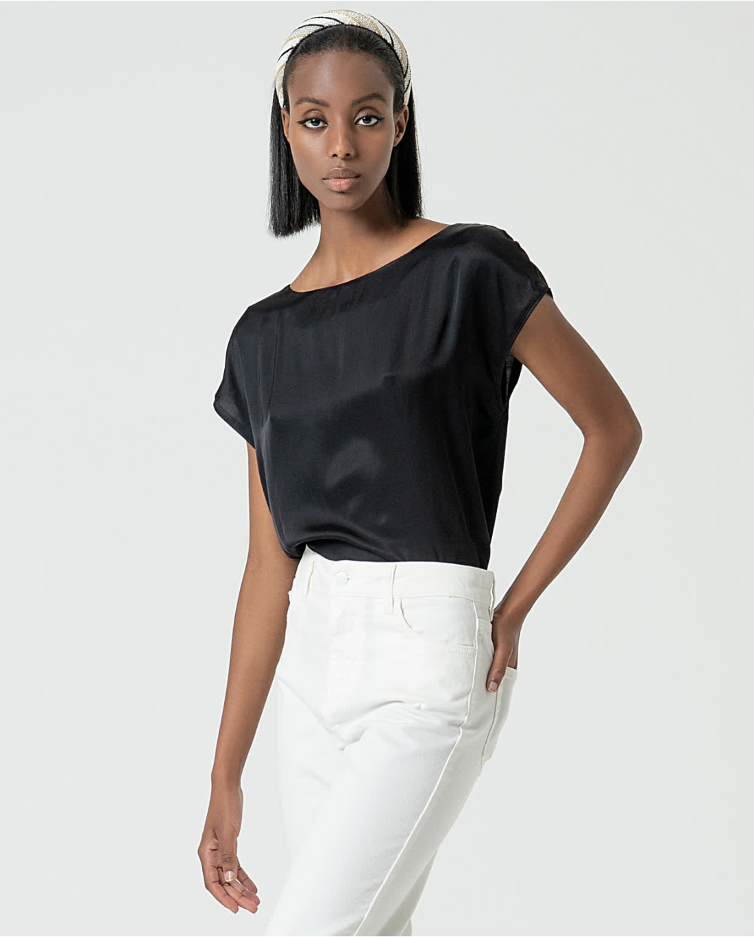 SURKANA - blouse satin - NERO