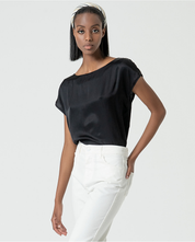 SURKANA - blouse satin - NERO