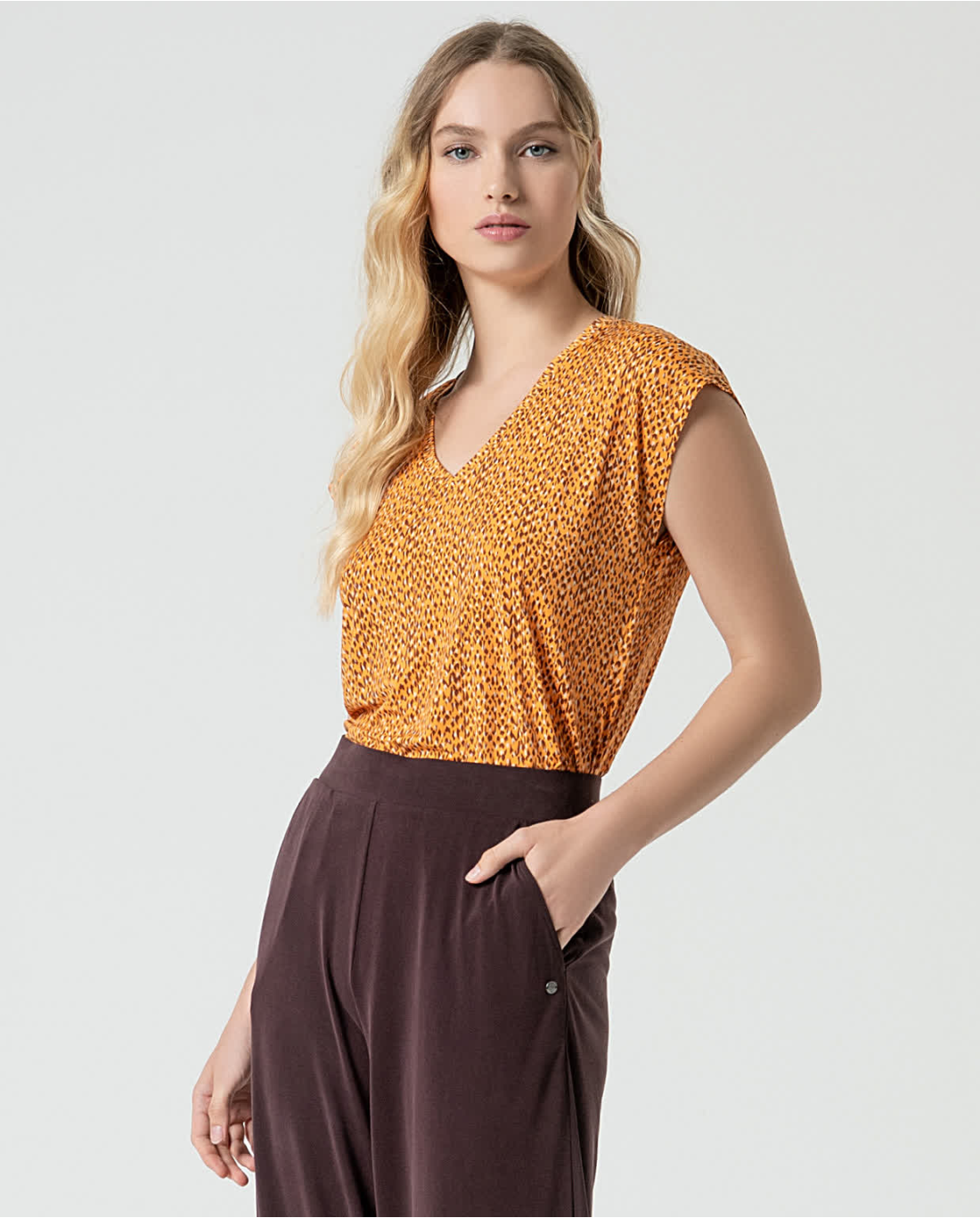 SURKANA - pantalone wide leg - MARRONE