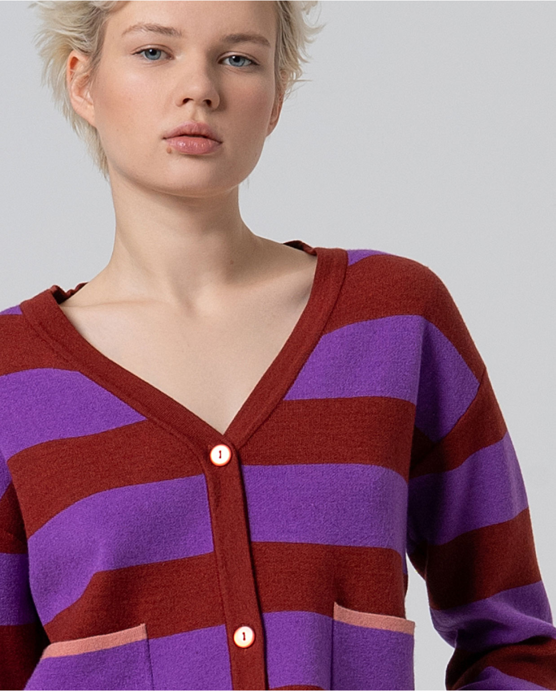 SURKANA - cardigan scollo v - PORPORA