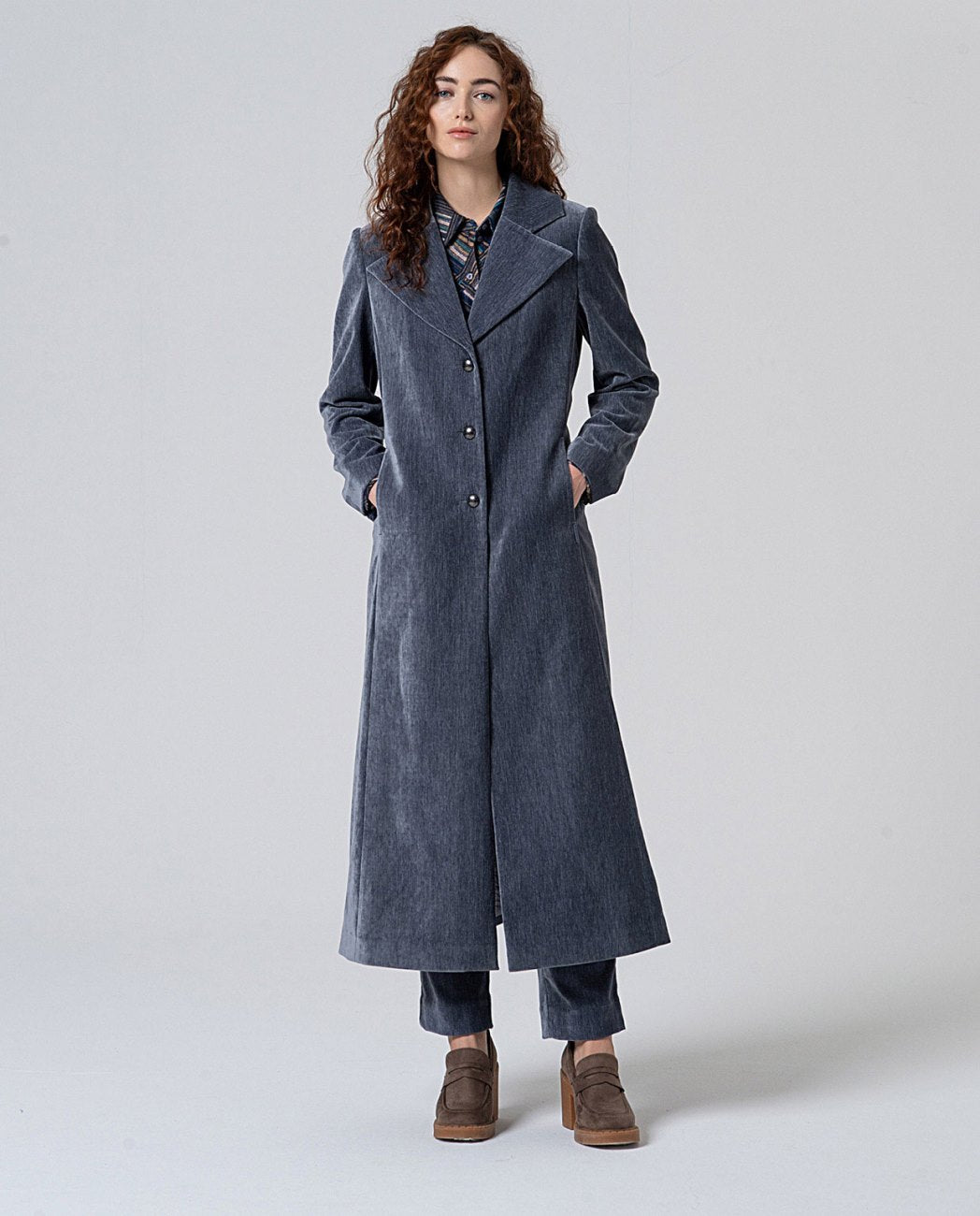 SURKANA - cappotto velluto - GRIGIO