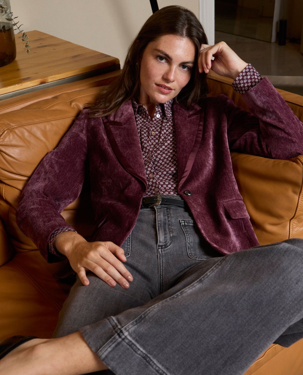 SURKANA - blazer velluto - MIRTILLO