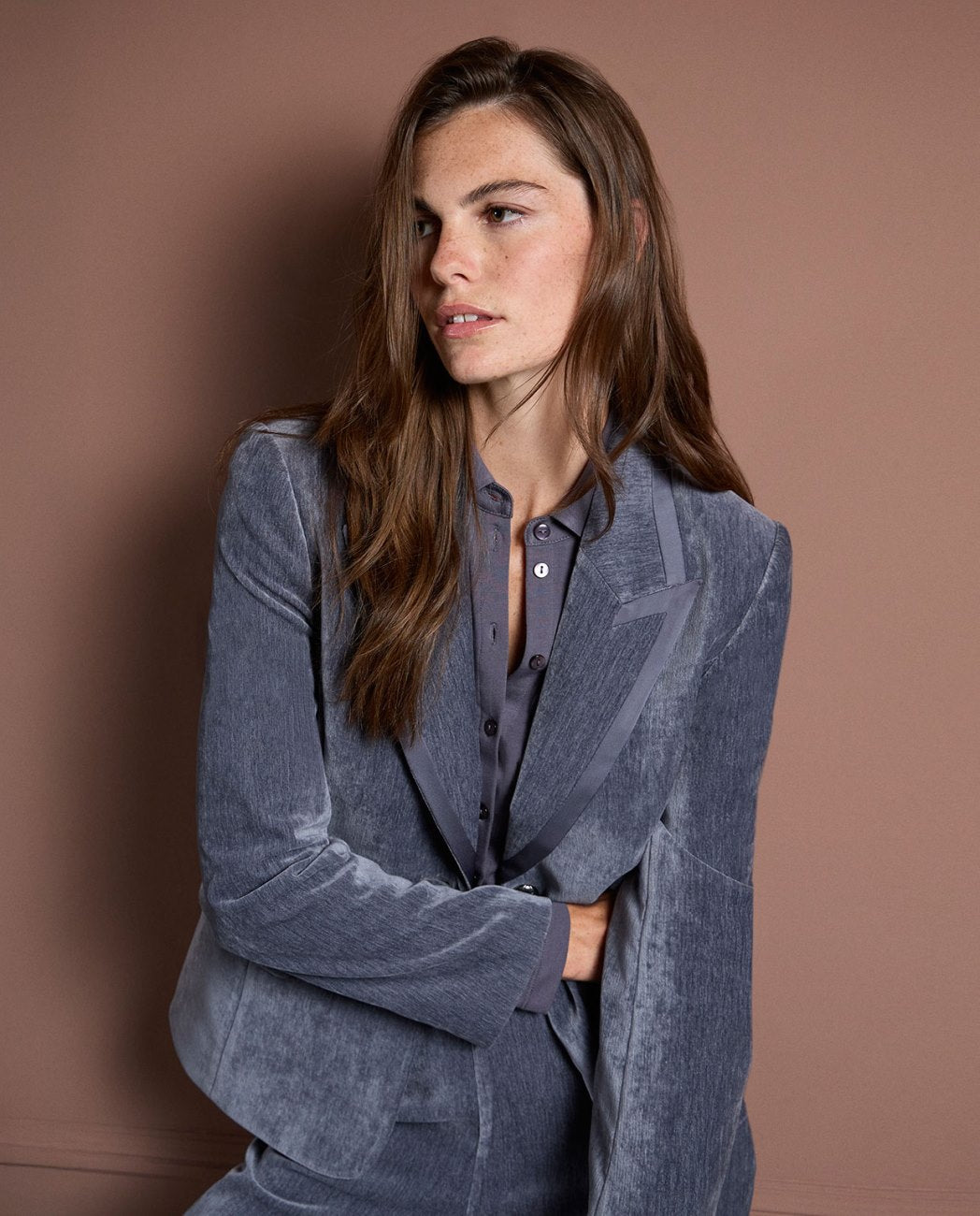 SURKANA - blazer velluto - GRIGIO